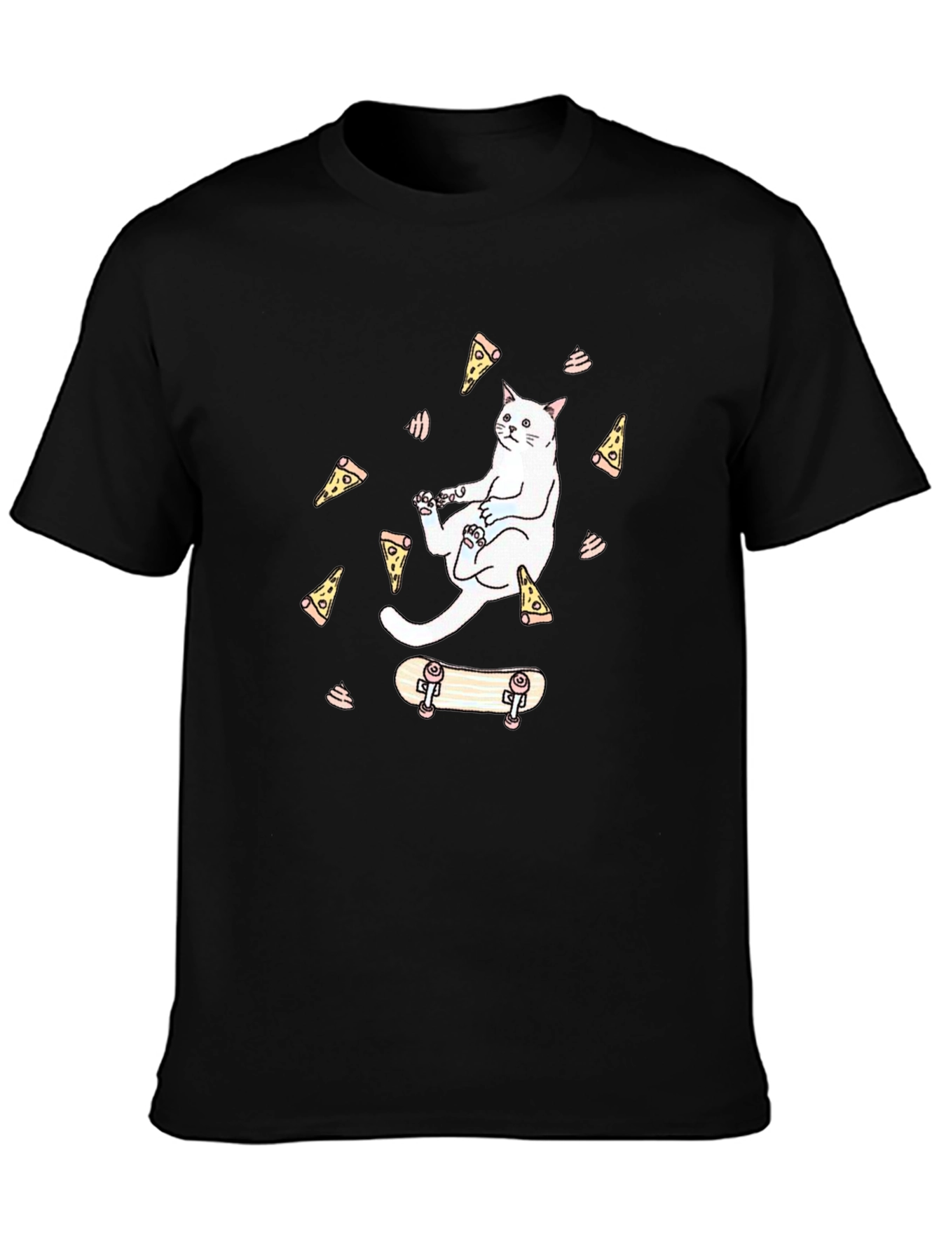 Cat Pizza Skateboard Graphic T-Shirt