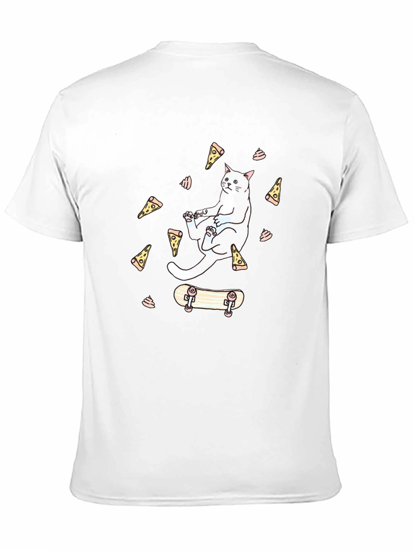 Cat Pizza Skateboard Graphic T-Shirt