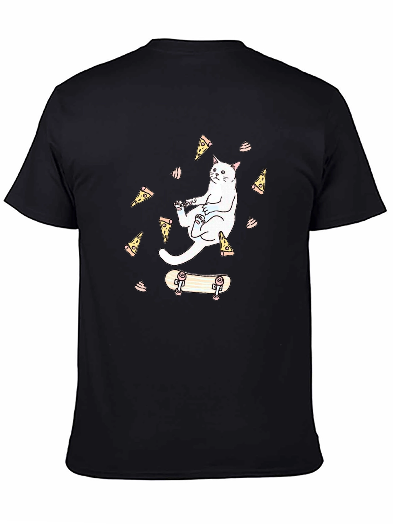 Cat Pizza Skateboard Graphic T-Shirt