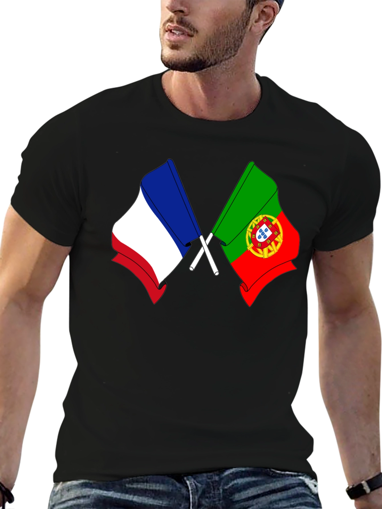 France Portugal Flags Graphic T-Shirt
