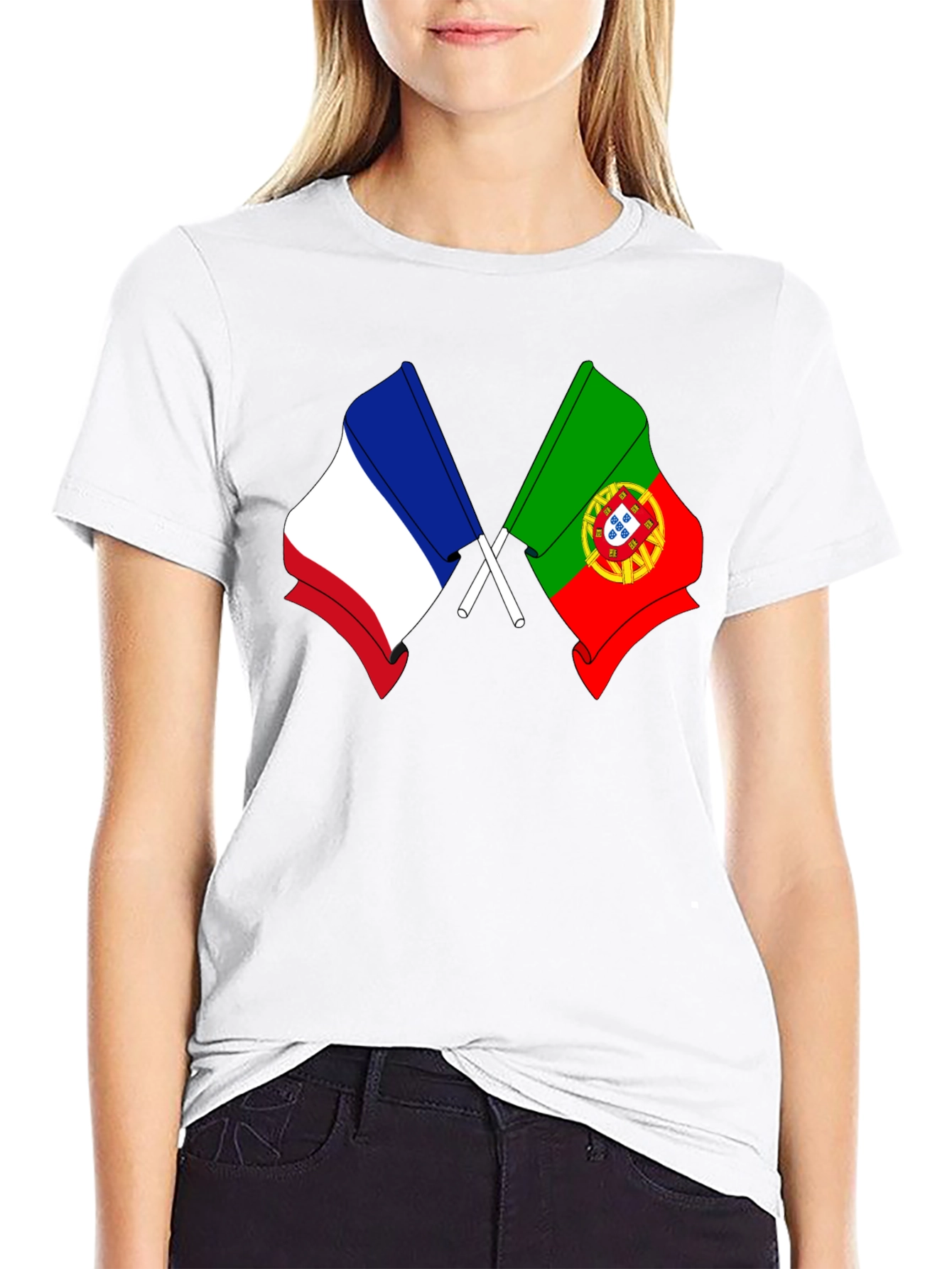 France Portugal Flags Graphic T-Shirt