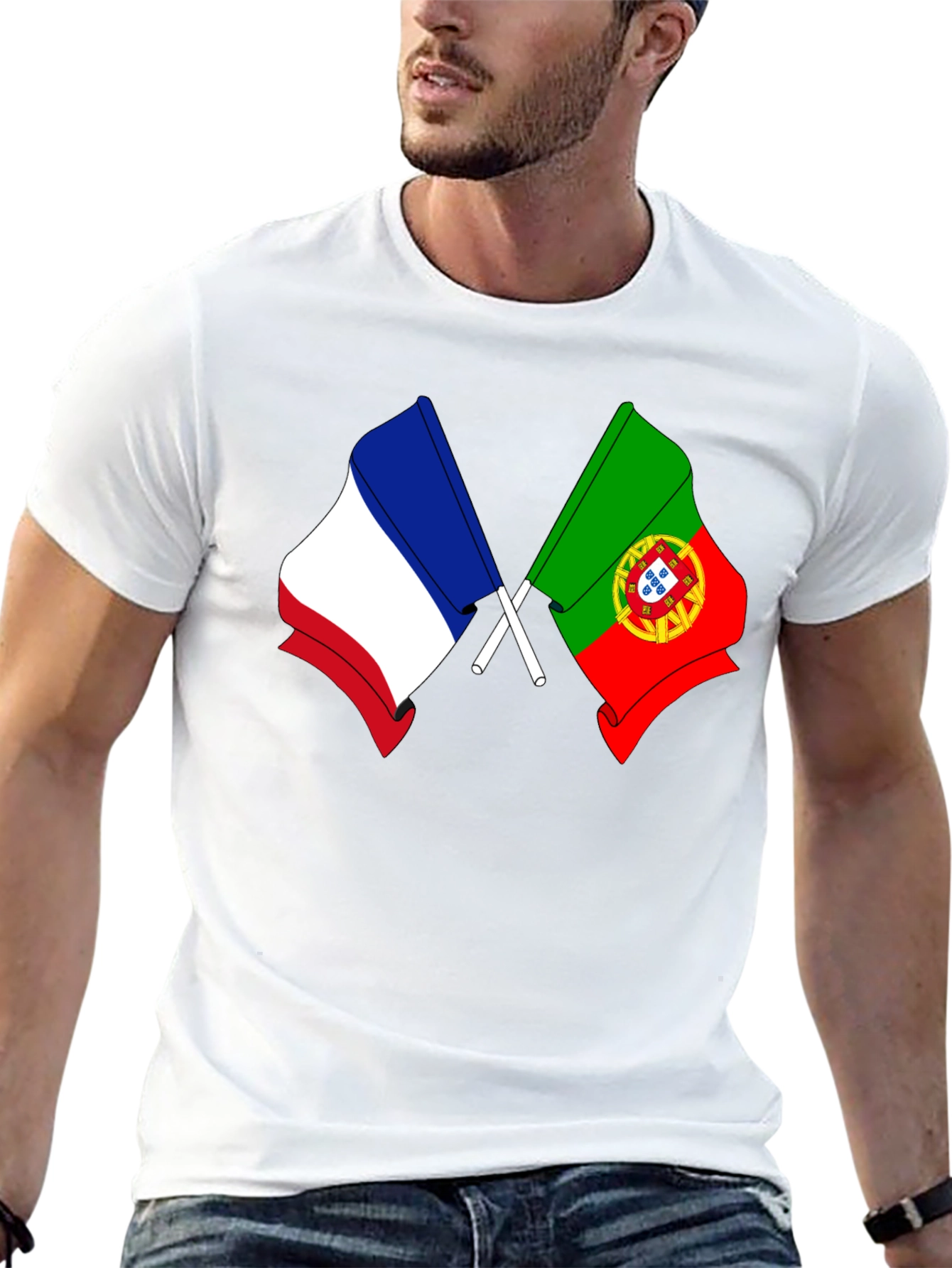 France Portugal Flags Graphic T-Shirt