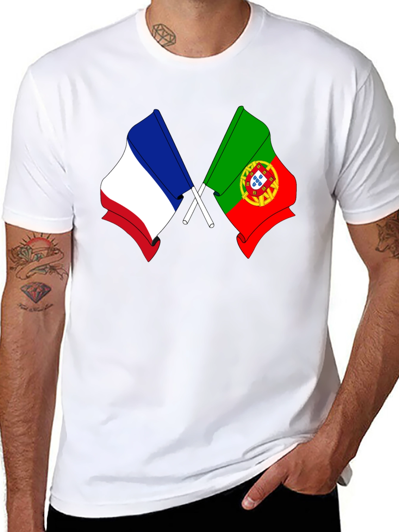 France Portugal Flags Graphic T-Shirt
