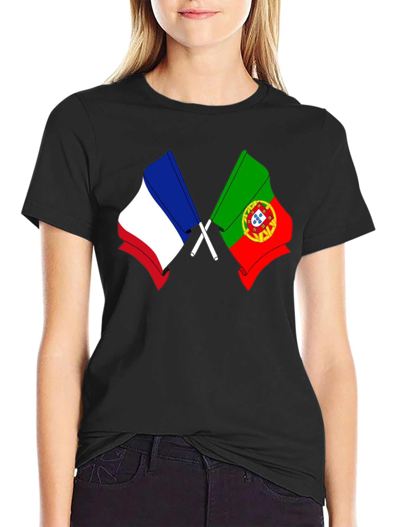 France Portugal Flags Graphic T-Shirt