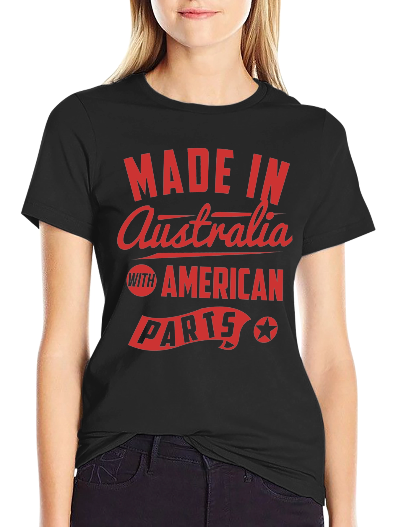 Made in Australia with American Parts Black T-Shirt