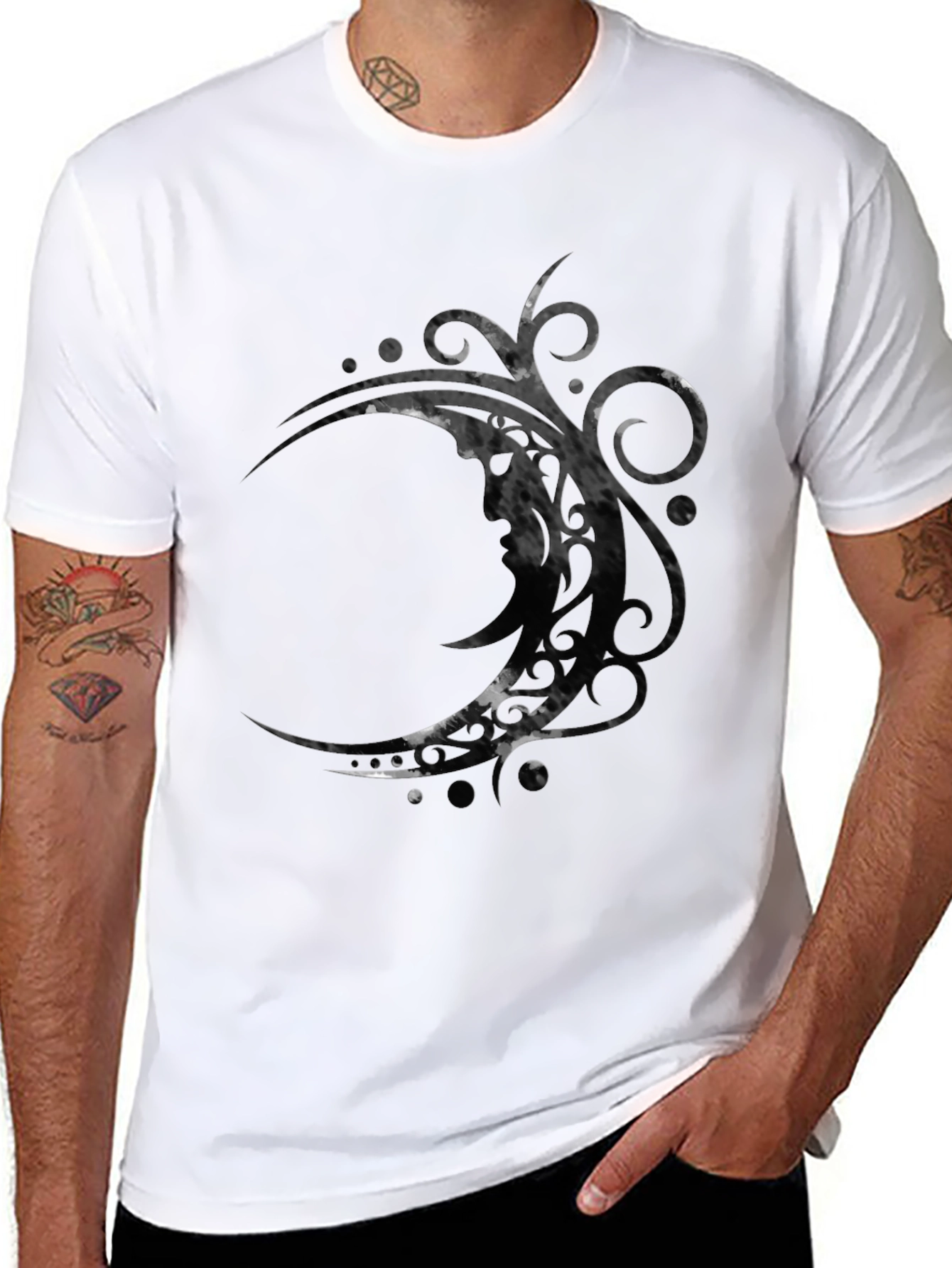 Tribal Moon Graphic Black T-Shirt