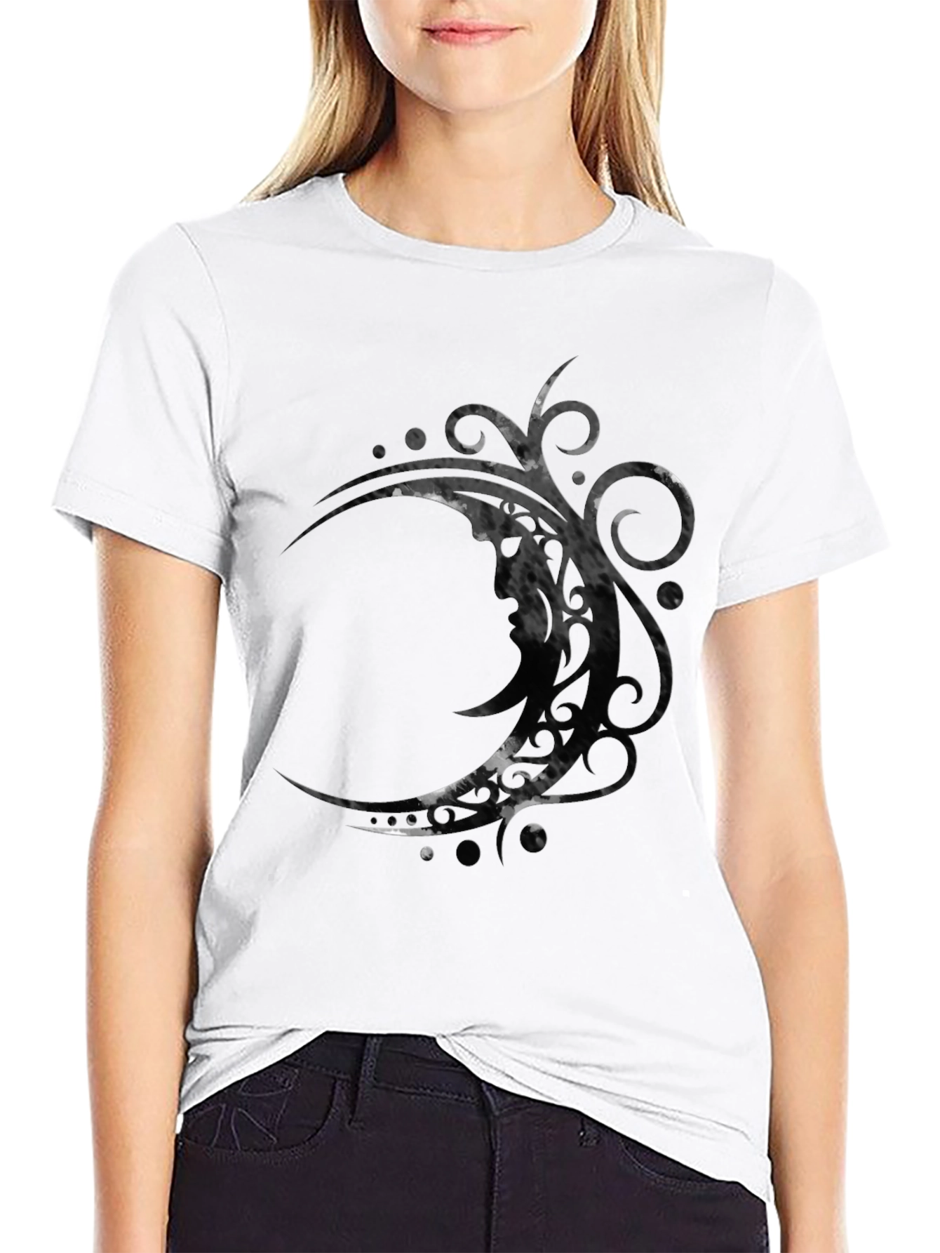 Tribal Moon Graphic Black T-Shirt