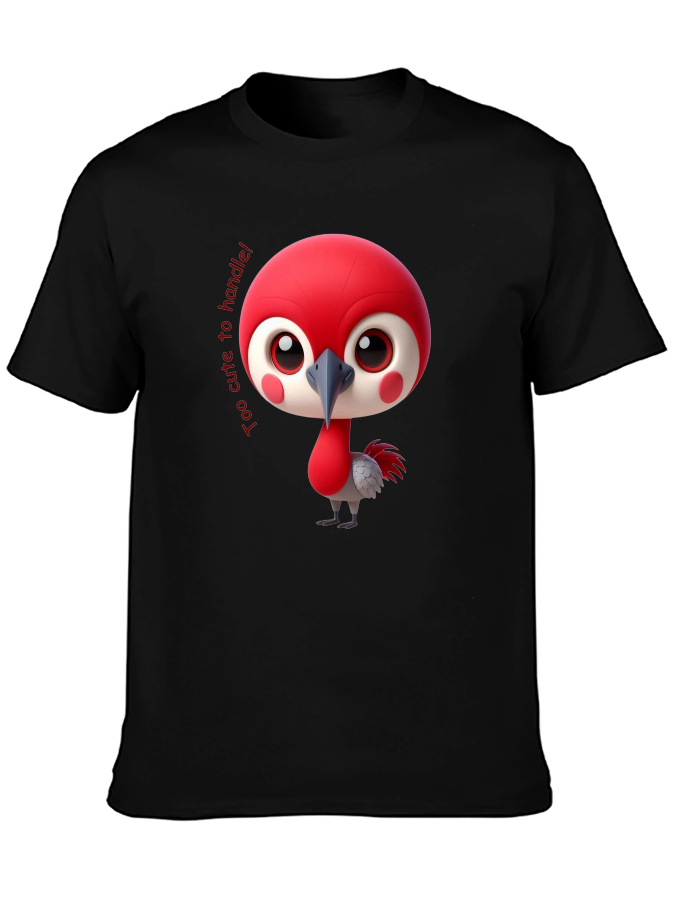Cute Bird Cartoon Black T-Shirt