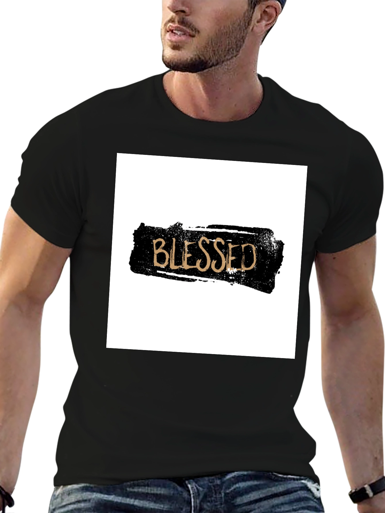 Blessed Graphic T-Shirt - Black Crew Neck Tee