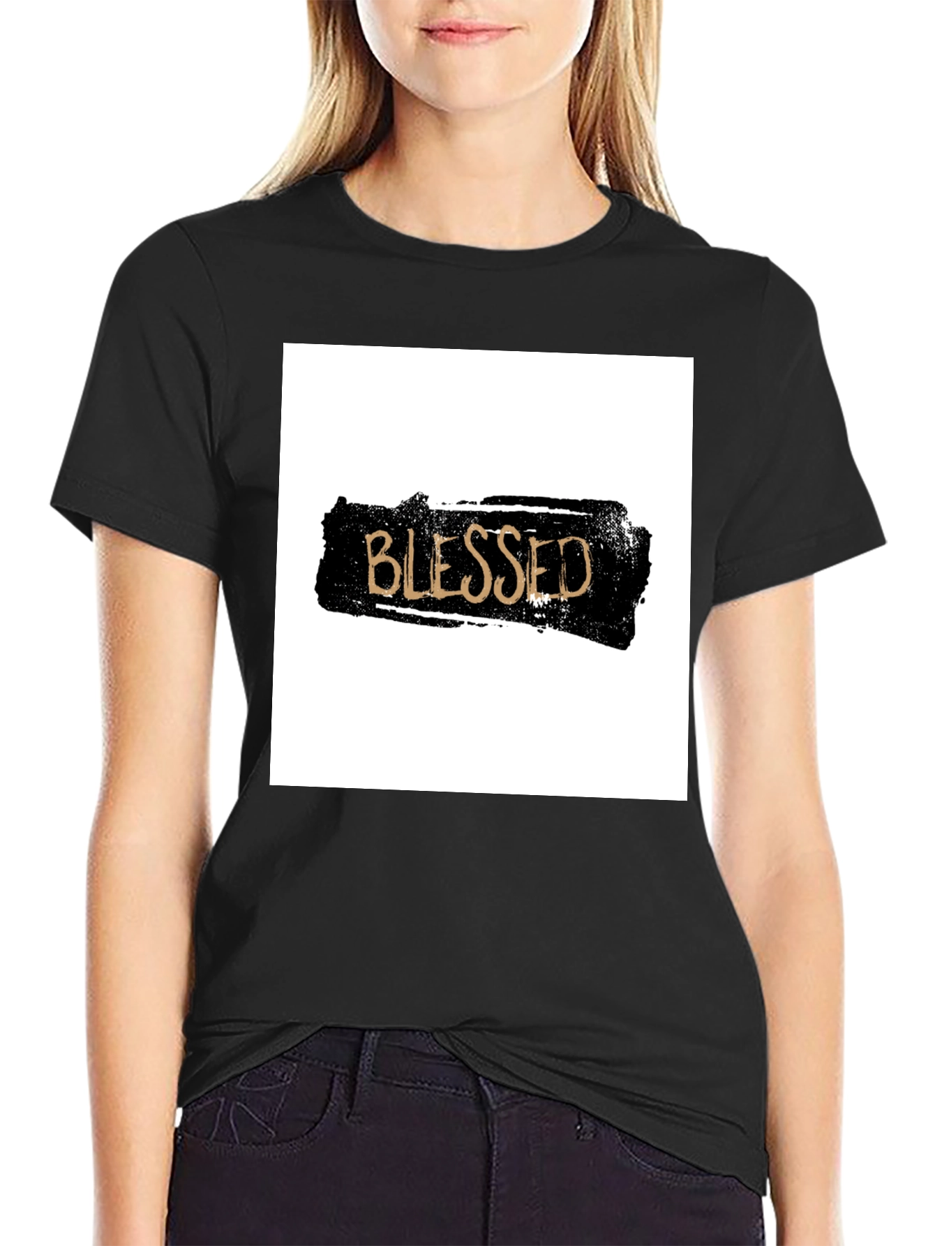 Blessed Graphic T-Shirt - Black Crew Neck Tee