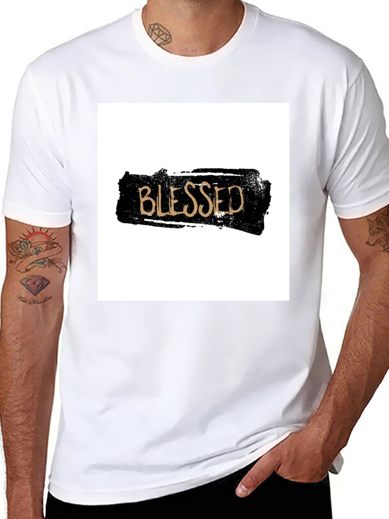 Blessed Graphic T-Shirt - Black Crew Neck Tee