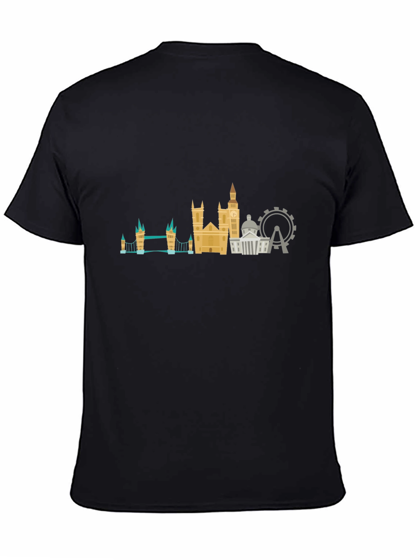 London Skyline Graphic Tee - Black Cotton T-Shirt