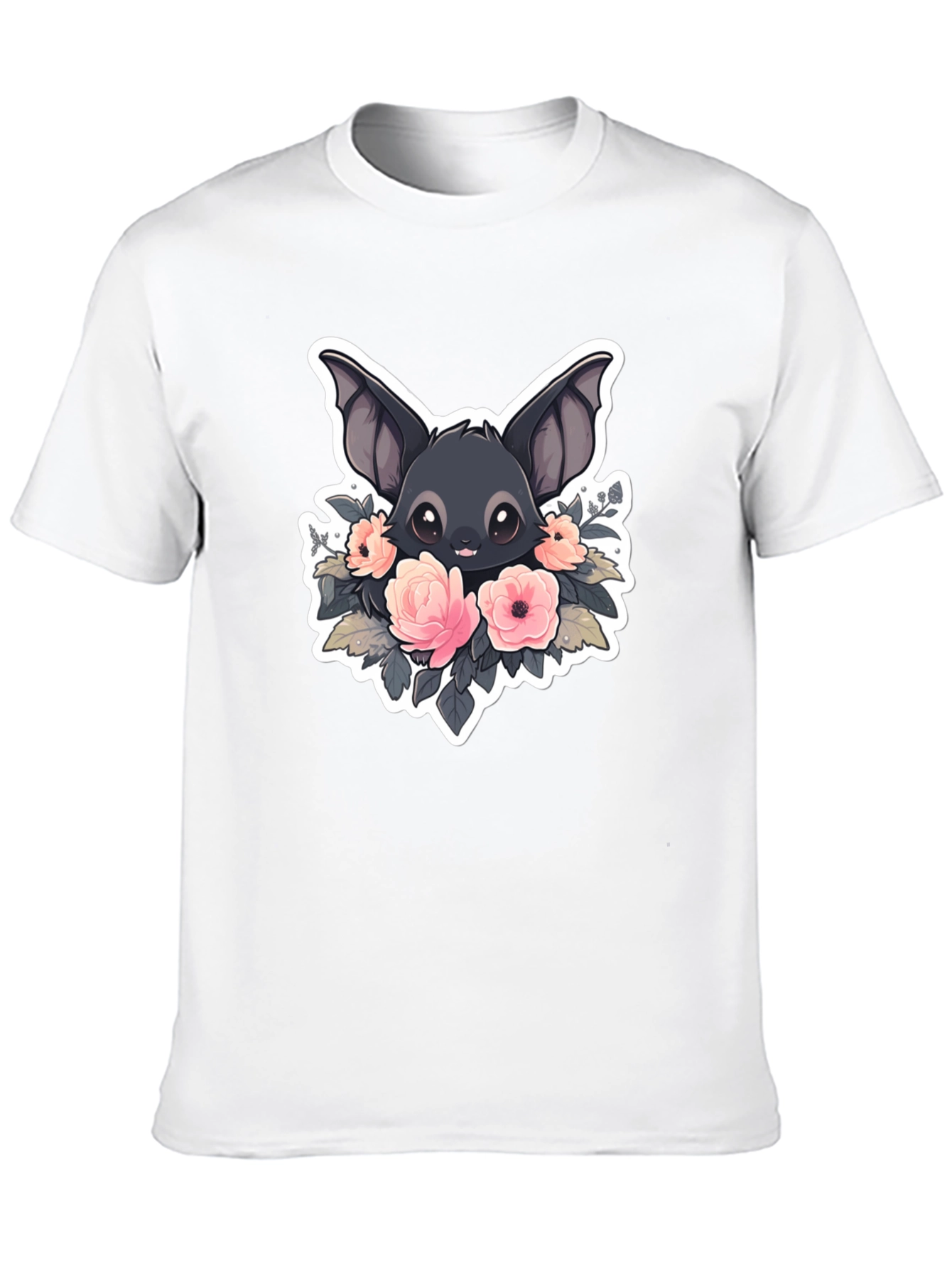 Cute Bat with Flowers Graphic T-Shirt