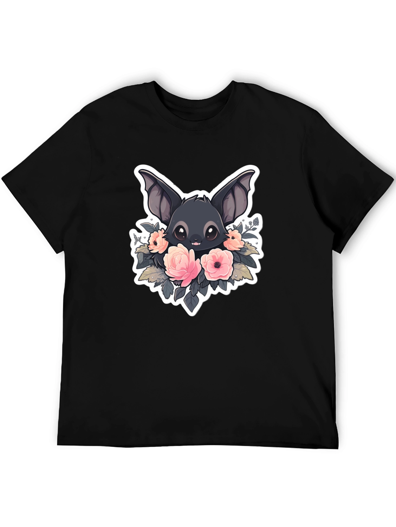 Cute Bat with Flowers Graphic T-Shirt