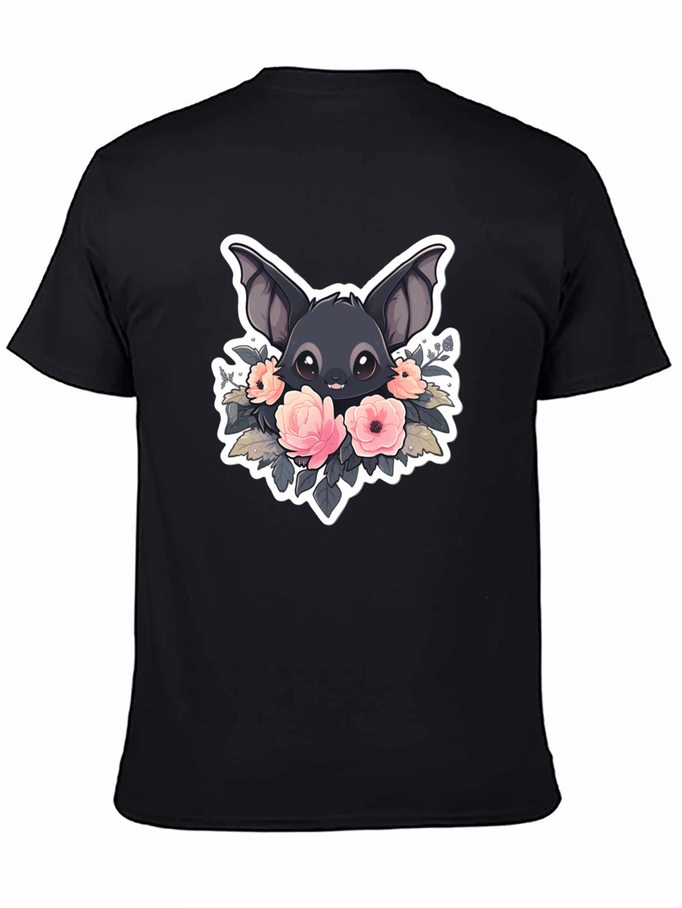 Cute Bat with Flowers Graphic T-Shirt