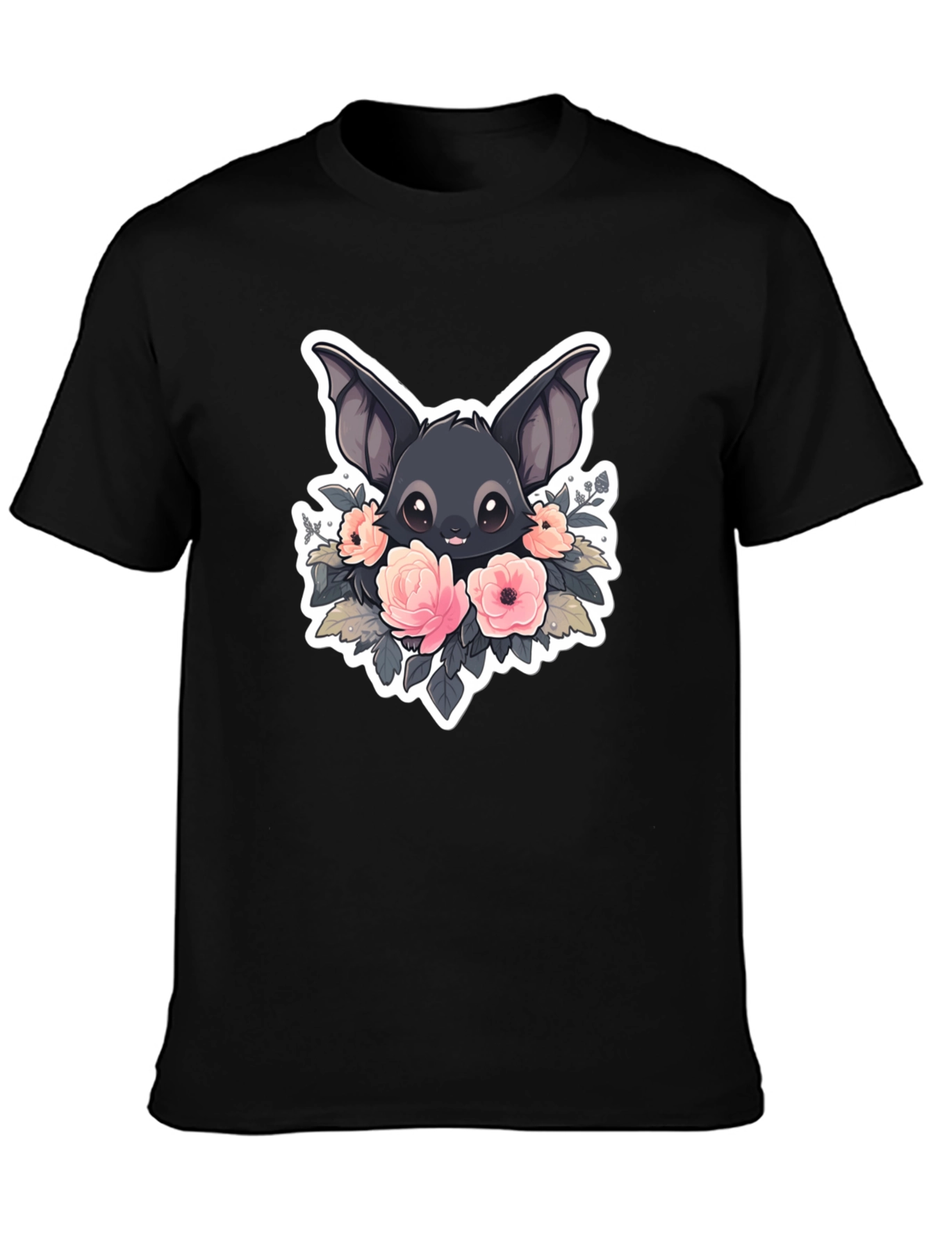 Cute Bat with Flowers Graphic T-Shirt