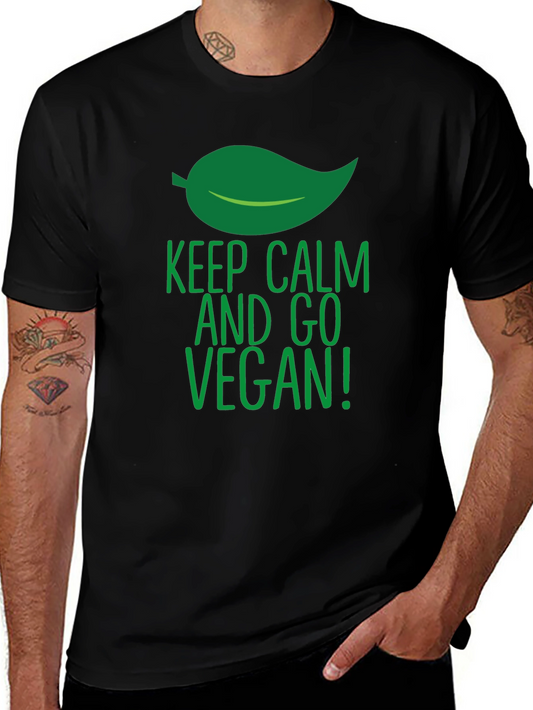 Keep Calm and Go Vegan T-Shirt - Black Short Sleeve