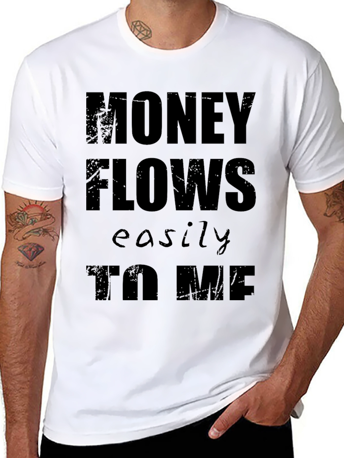 Money Flows Easily To Me Black Graphic Tee