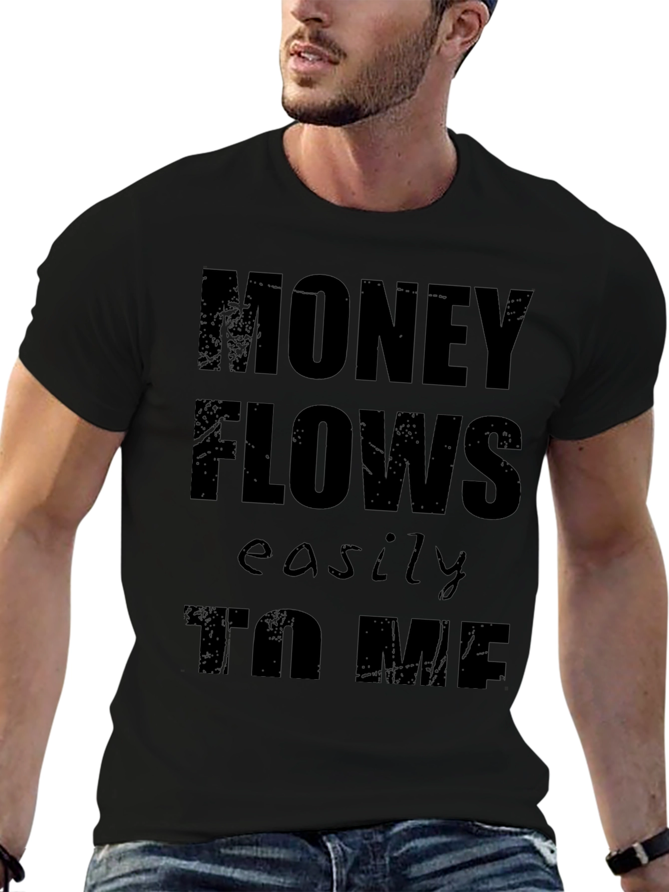 Money Flows Easily To Me Black Graphic Tee