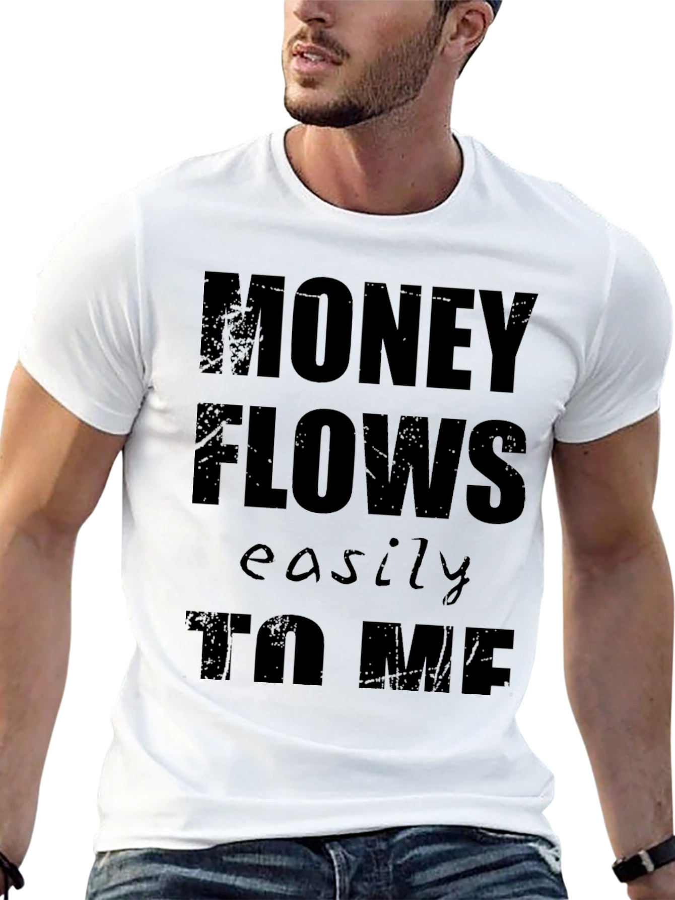 Money Flows Easily To Me Black Graphic Tee