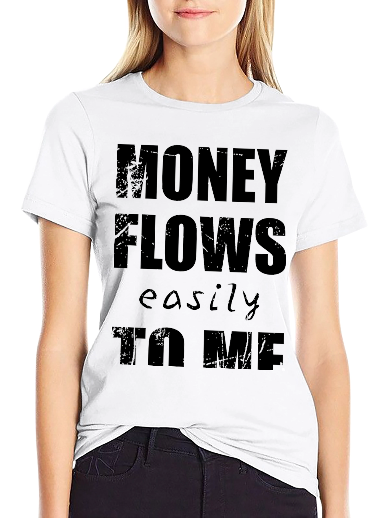 Money Flows Easily To Me Black Graphic Tee