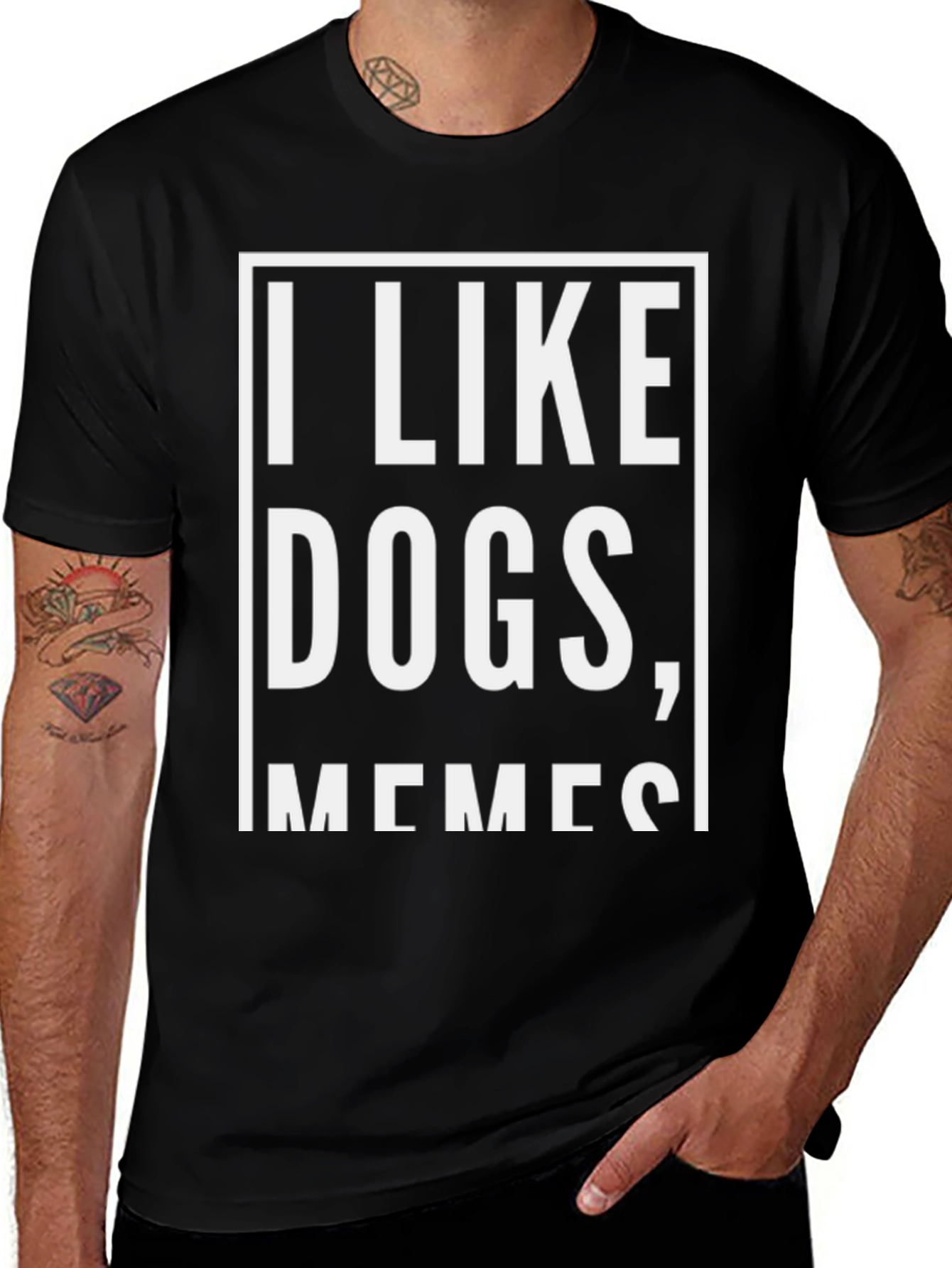 I Like Dogs Memes Black Graphic T-Shirt