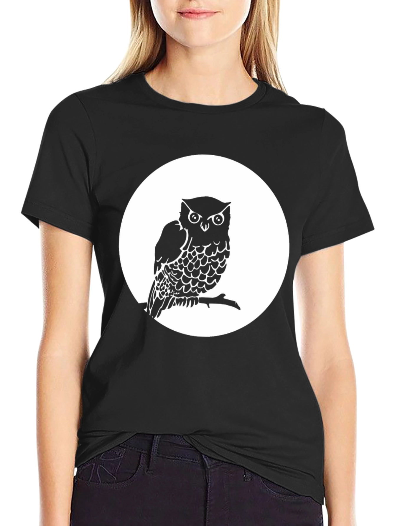 Owl on Branch Graphic Tee - Unisex Black T-Shirt