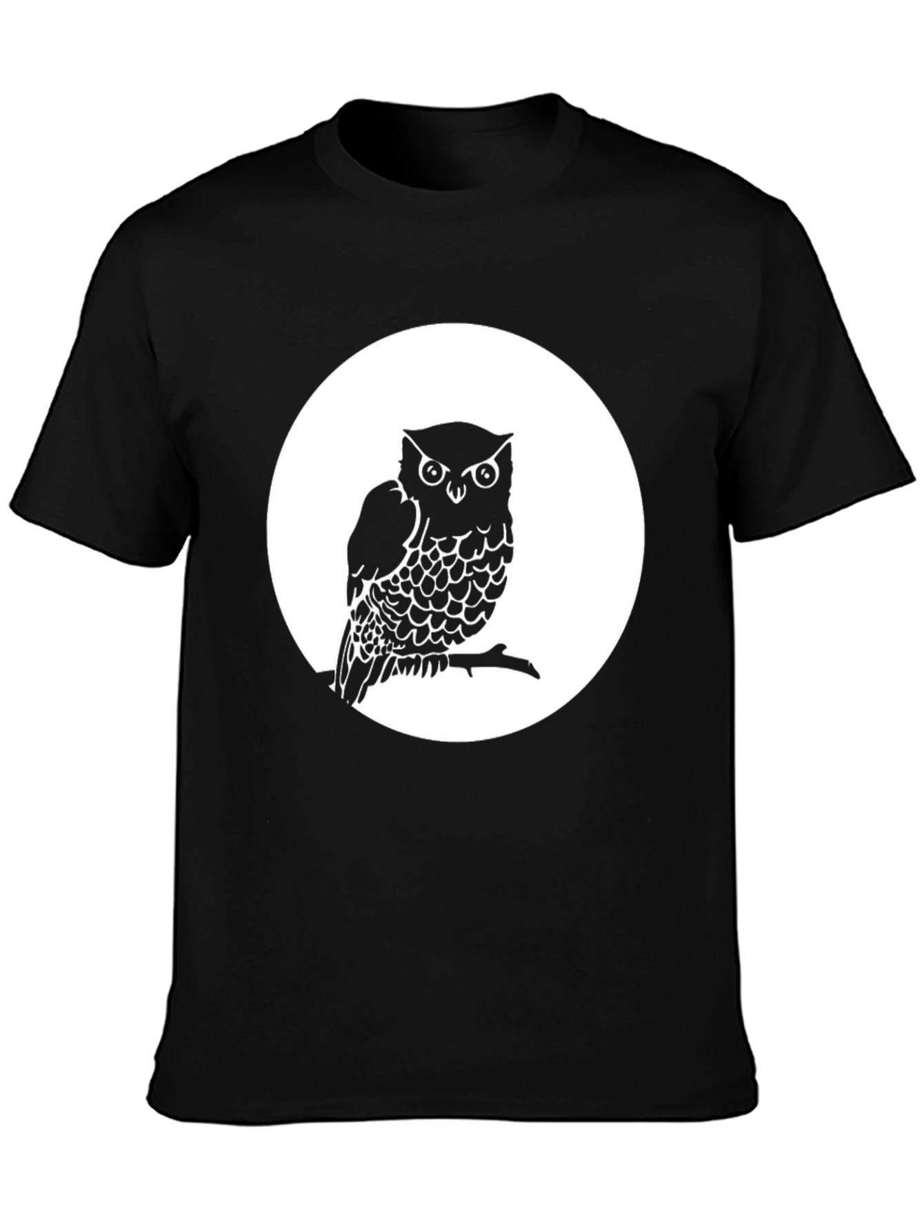 Owl on Branch Graphic Tee - Unisex Black T-Shirt