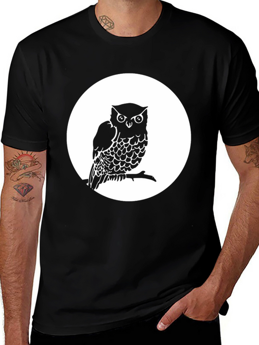 Owl on Branch Graphic Tee - Unisex Black T-Shirt