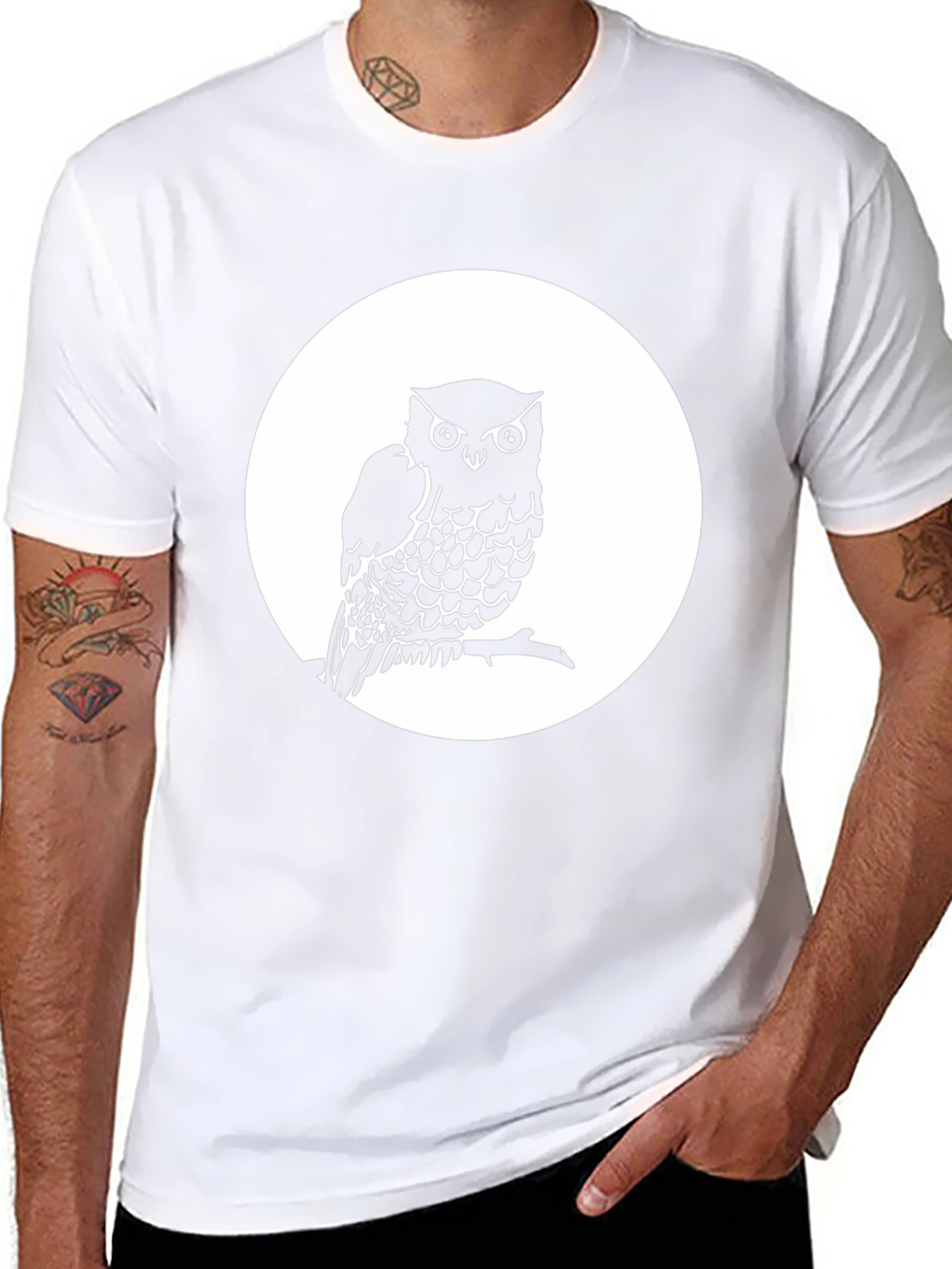 Owl on Branch Graphic Tee - Unisex Black T-Shirt