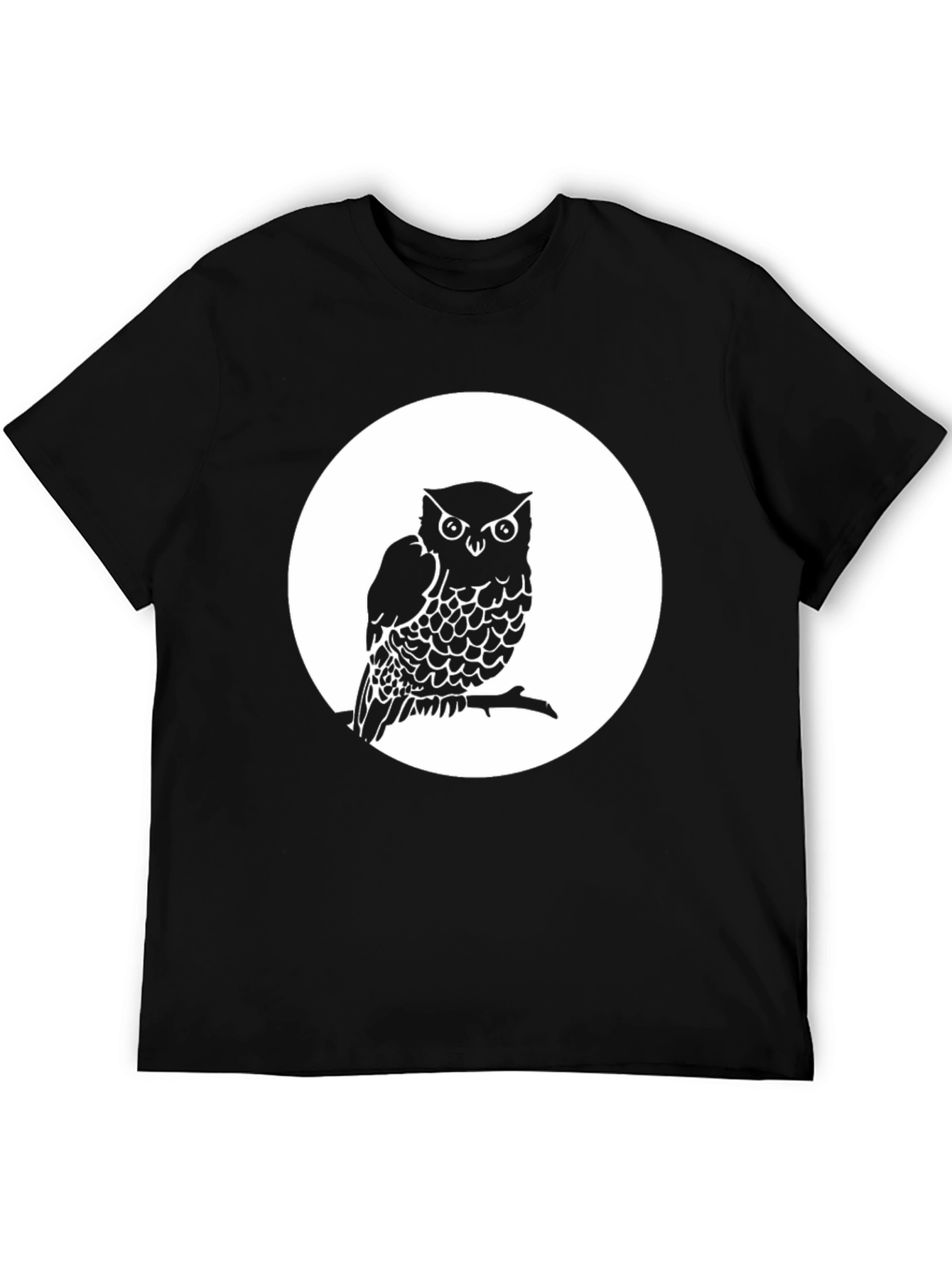 Owl on Branch Graphic Tee - Unisex Black T-Shirt
