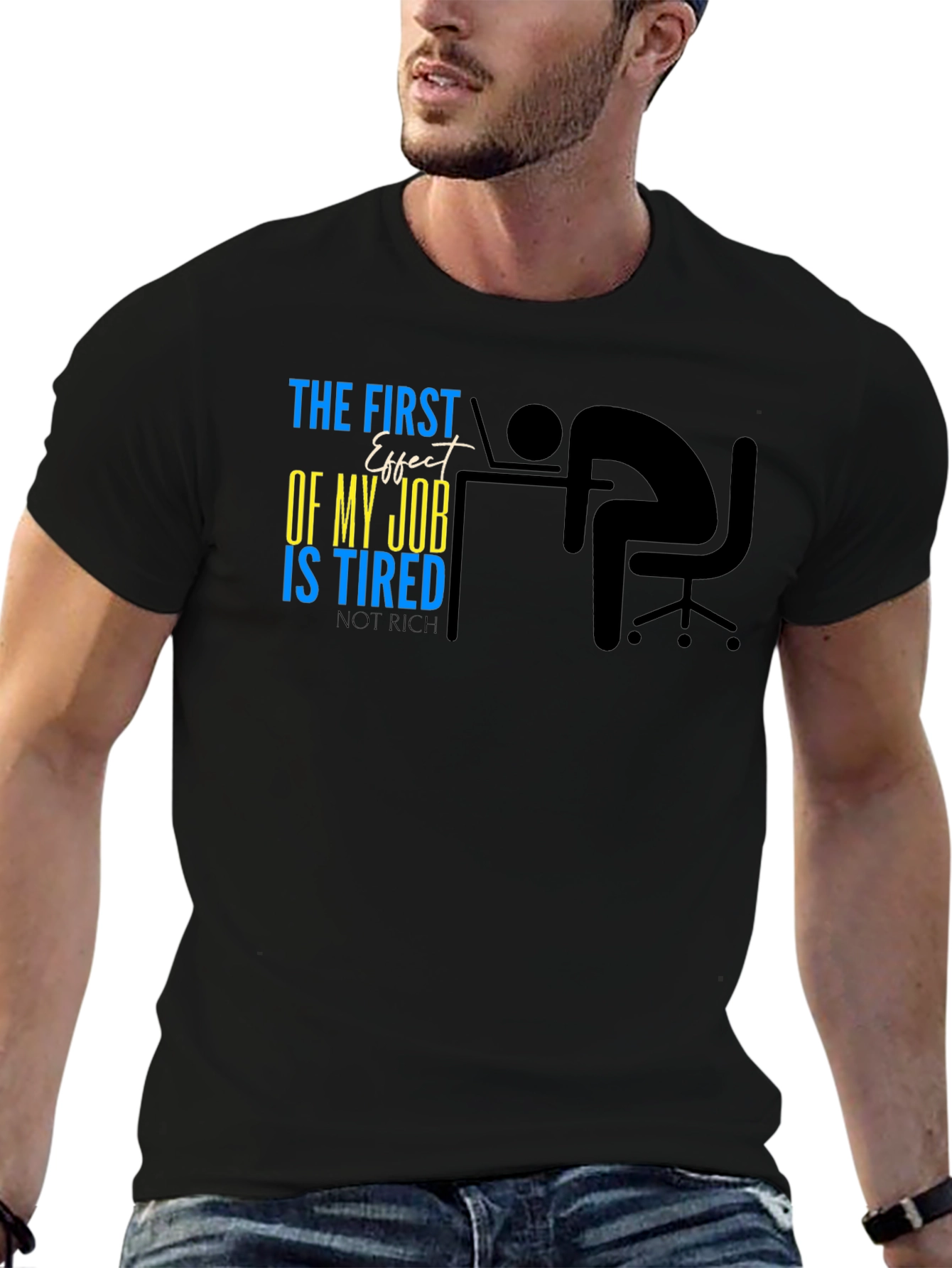 Tired Job Effect Black Cotton Tee