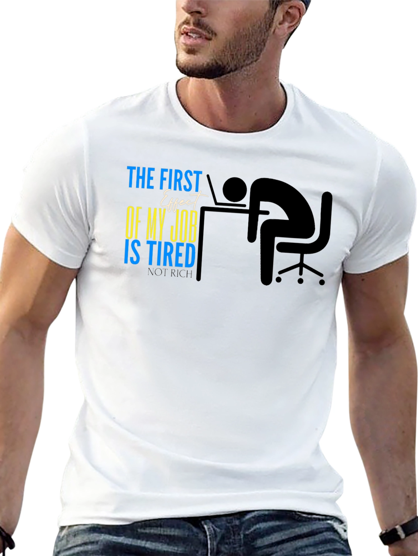 Tired Job Effect Black Cotton Tee