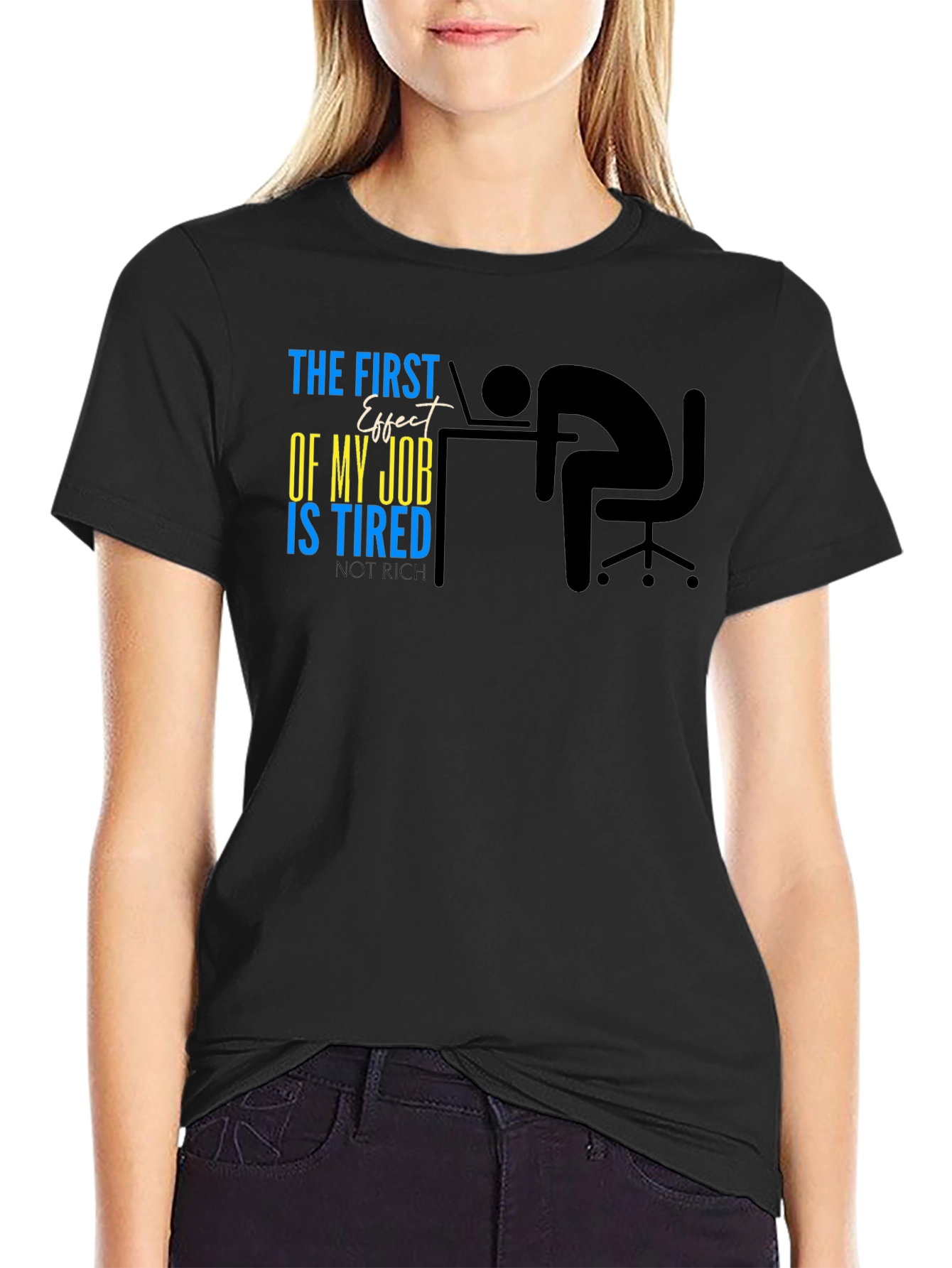 Tired Job Effect Black Cotton Tee