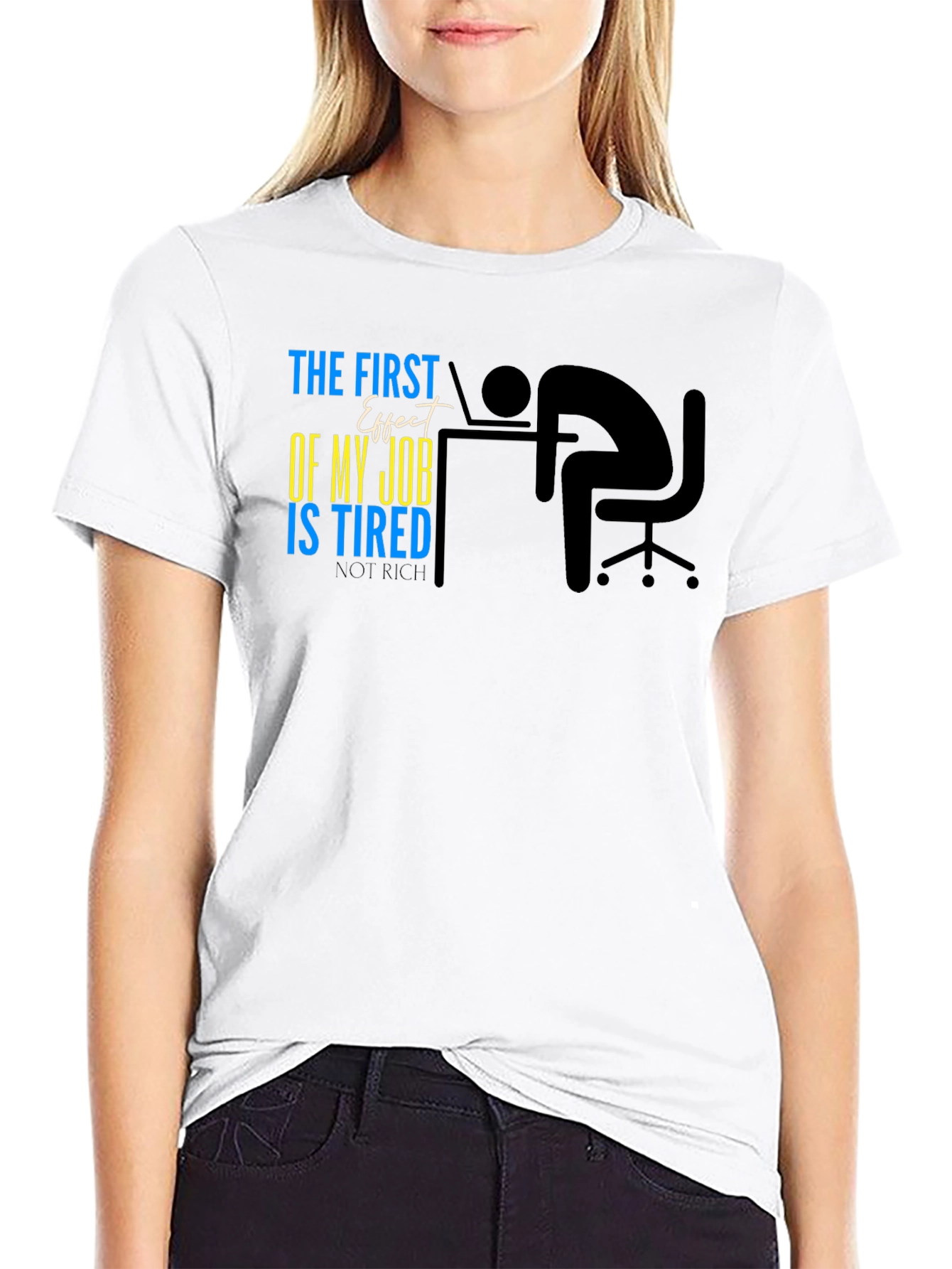 Tired Job Effect Black Cotton Tee