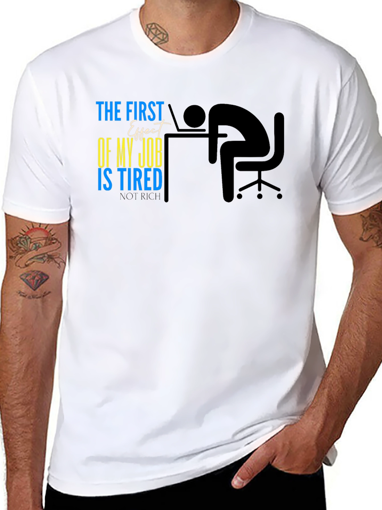 Tired Job Effect Black Cotton Tee