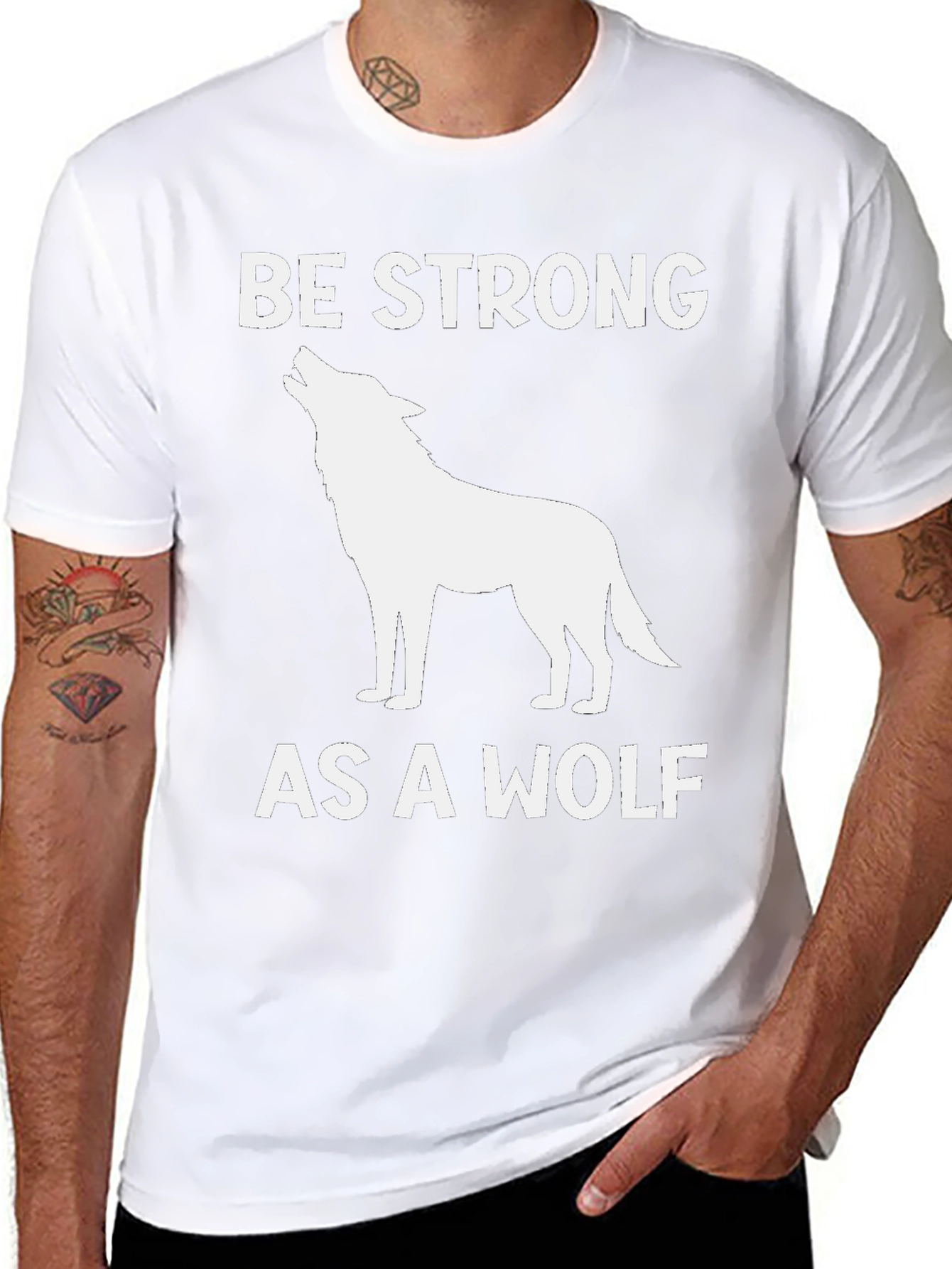 Be Strong as a Wolf Graphic T-Shirt - Black