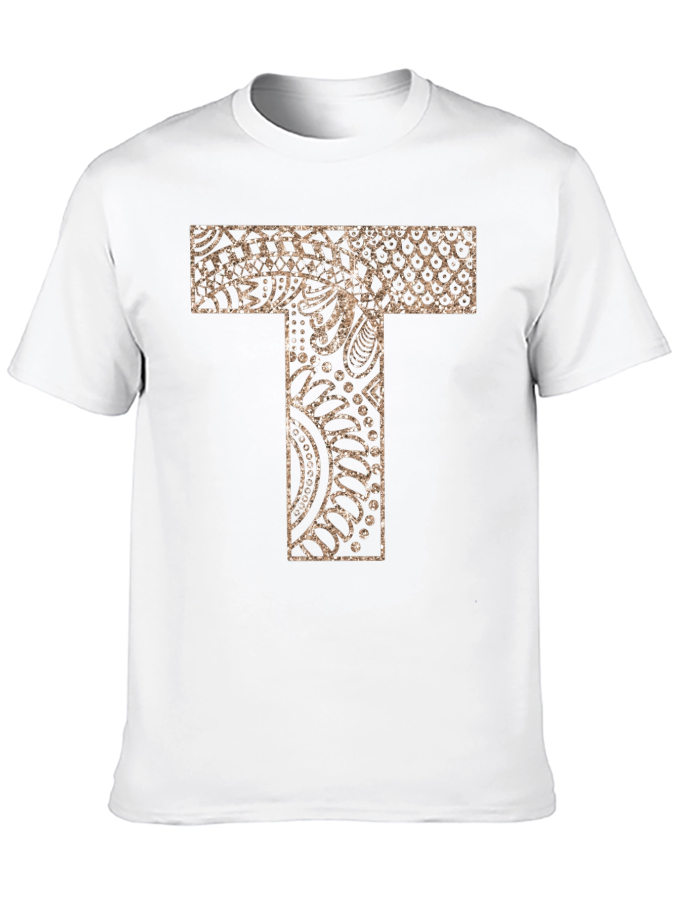 Letter T Patterned Black T-Shirt
