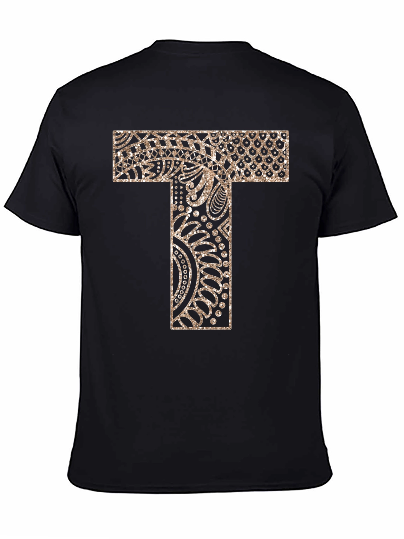 Letter T Patterned Black T-Shirt
