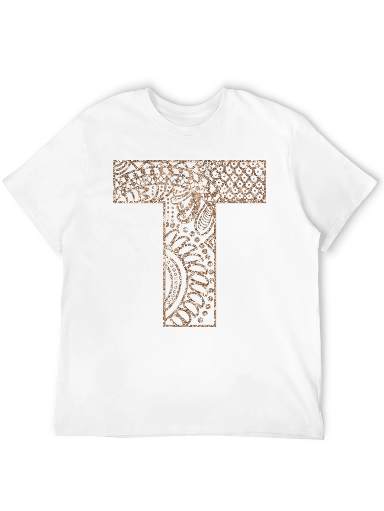 Letter T Patterned Black T-Shirt