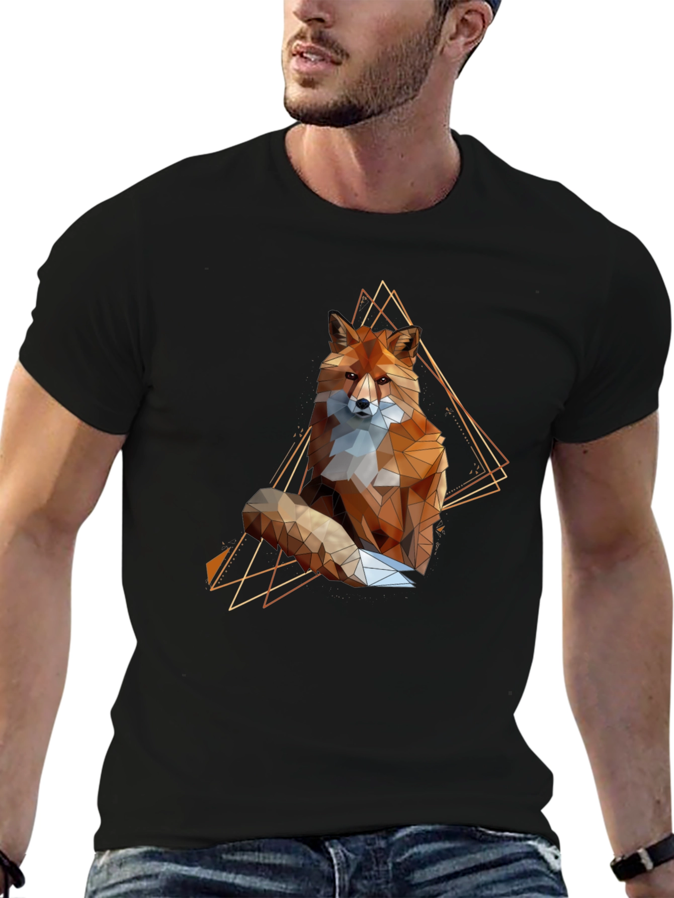 Geometric Fox Graphic Tee - Stylish Animal Print