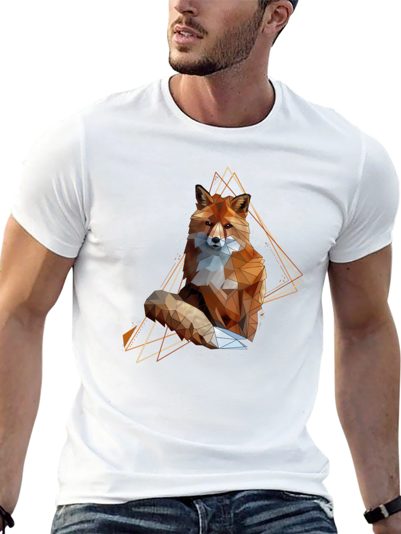 Geometric Fox Graphic Tee - Stylish Animal Print