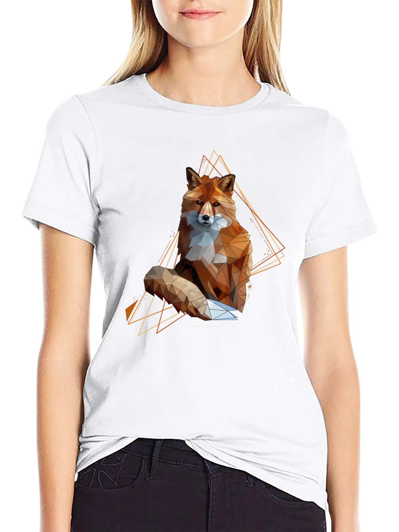 Geometric Fox Graphic Tee - Stylish Animal Print