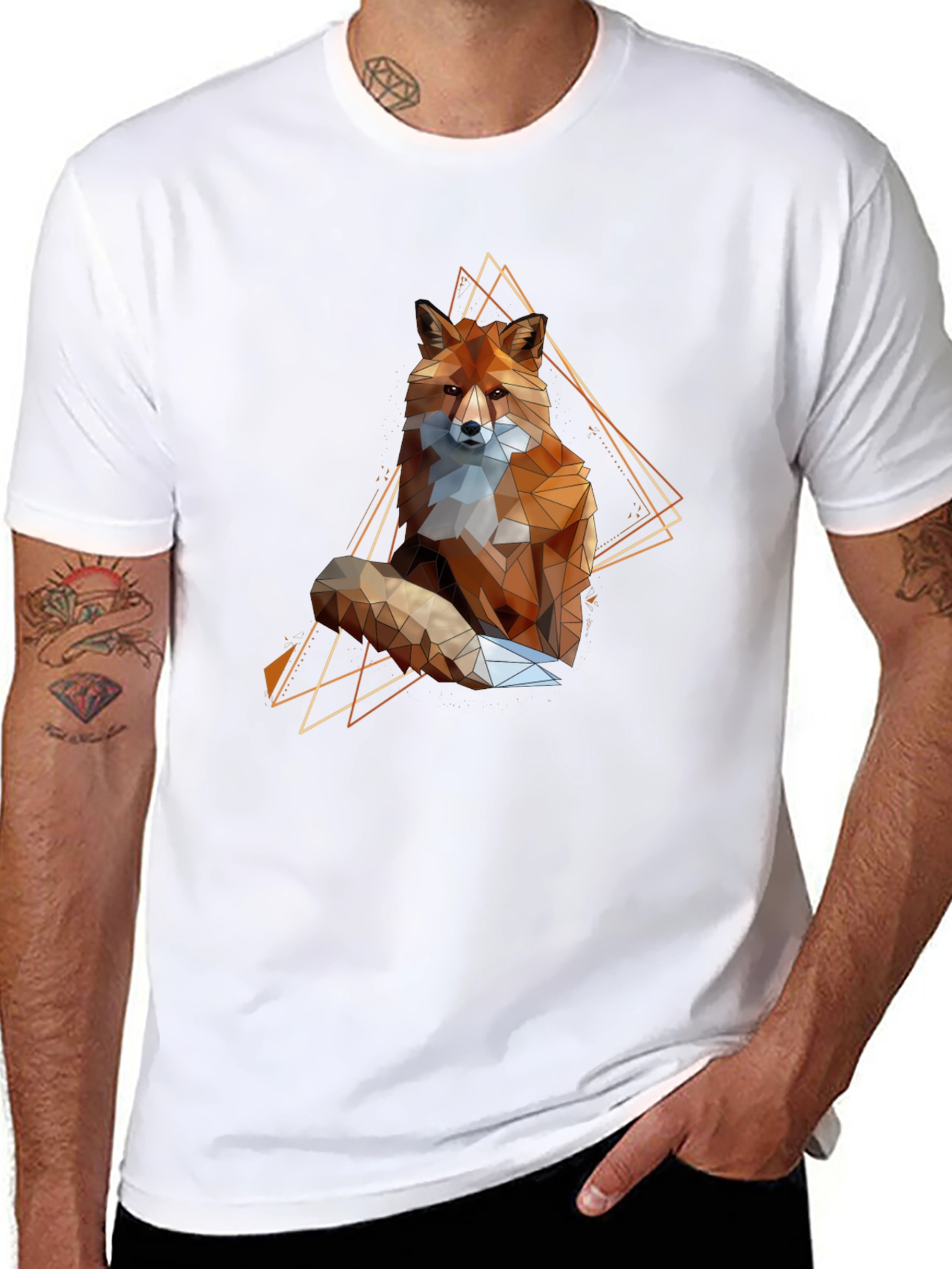 Geometric Fox Graphic Tee - Stylish Animal Print