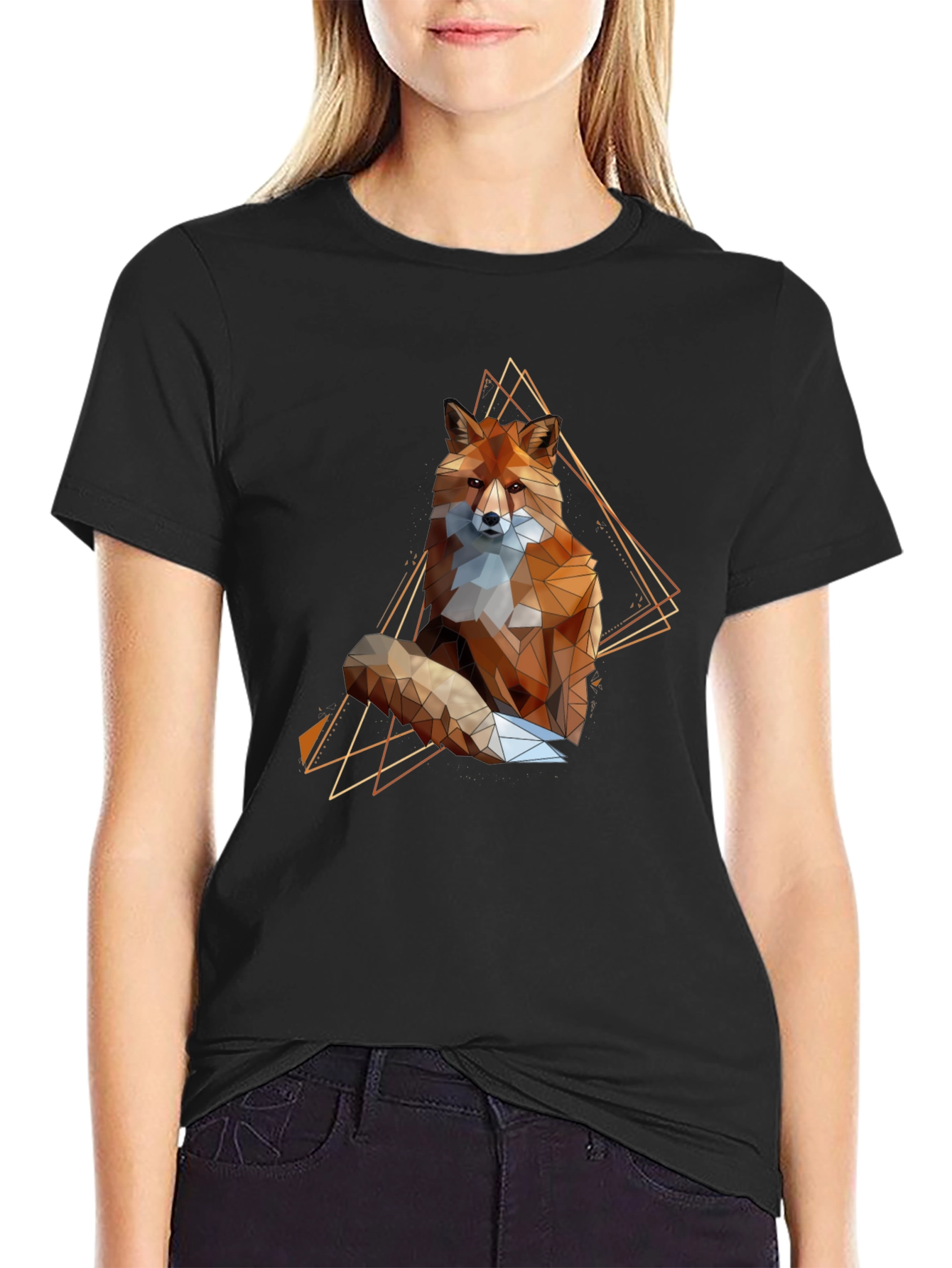 Geometric Fox Graphic Tee - Stylish Animal Print