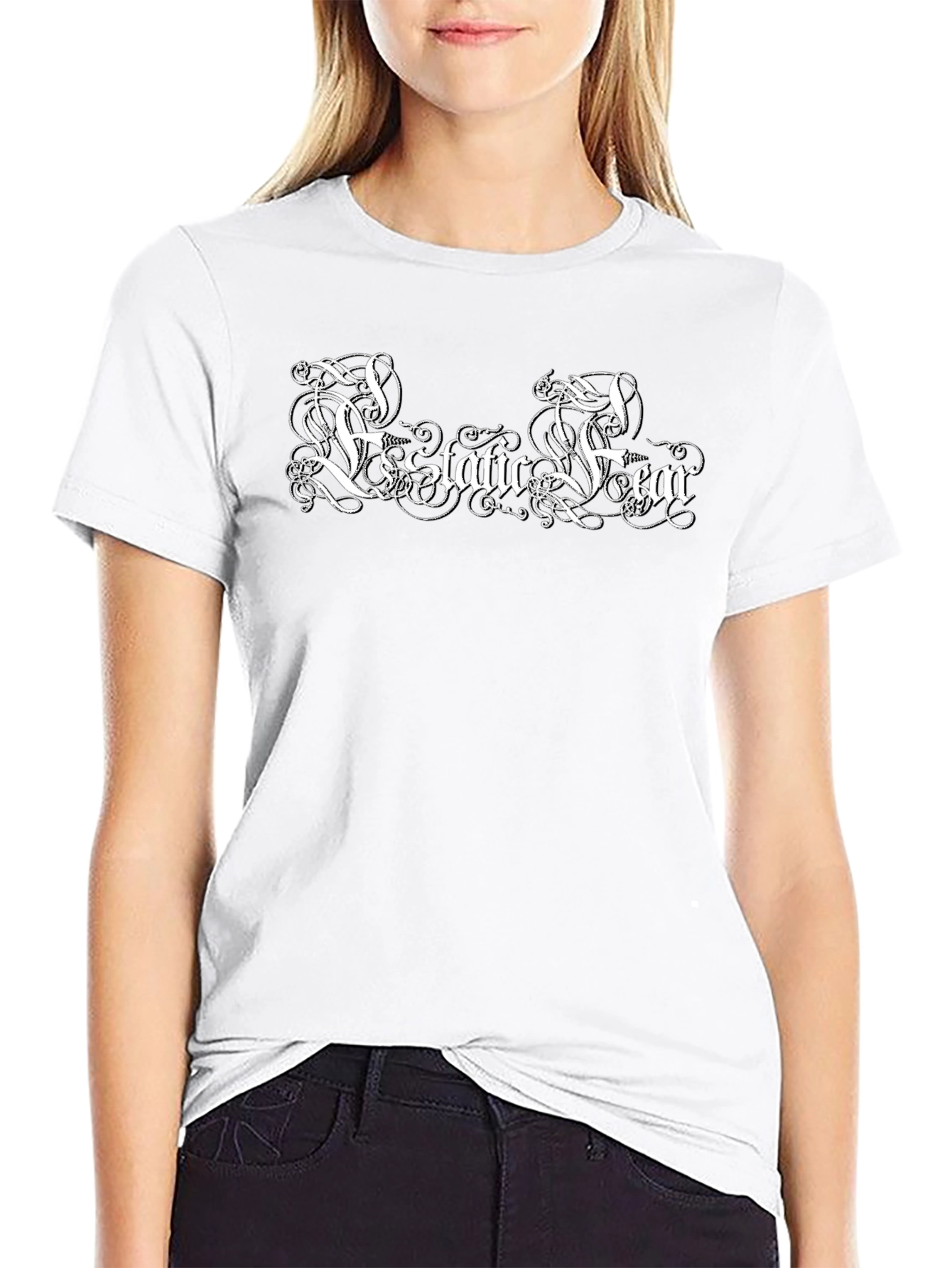 Ecstatic Fear Graphic Print Black T-Shirt