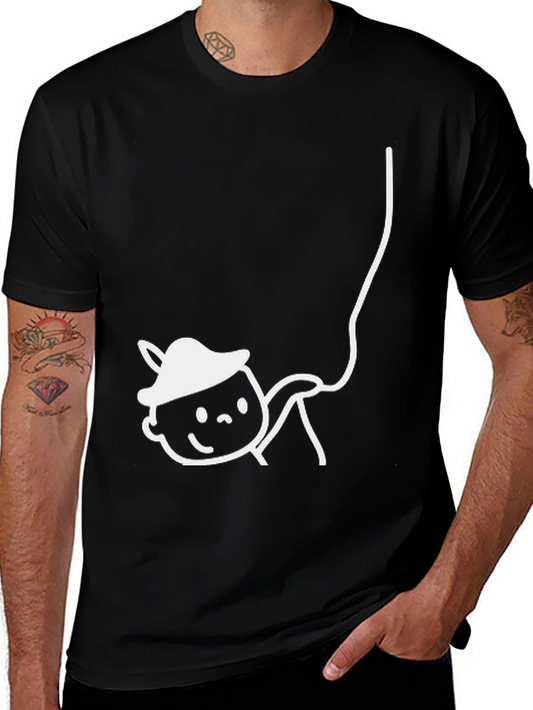 Cartoon Character T-Shirt - Black Casual Tee