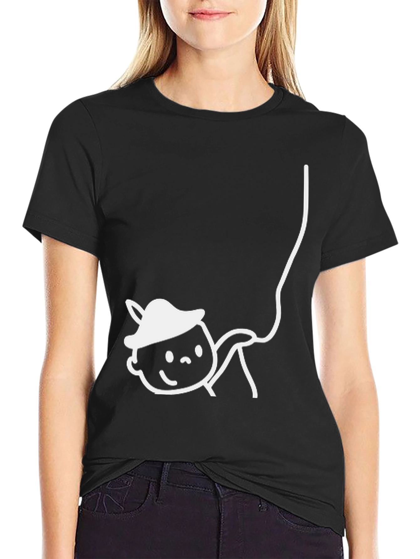 Cartoon Character T-Shirt - Black Casual Tee