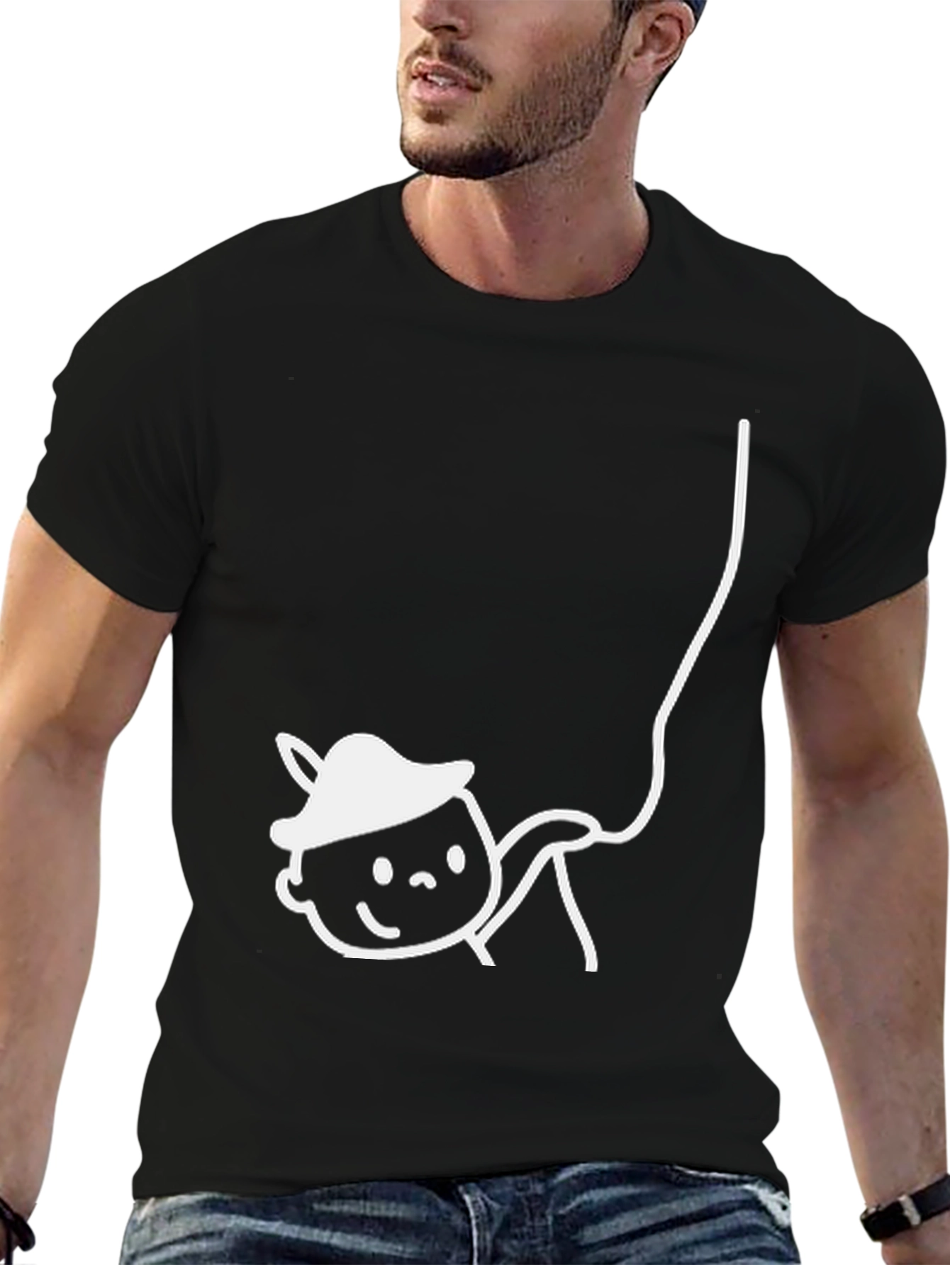 Cartoon Character T-Shirt - Black Casual Tee
