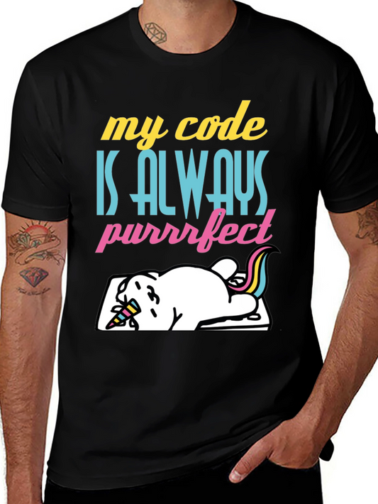 Purrfect Code T-Shirt - Unicorn Programmer Tee